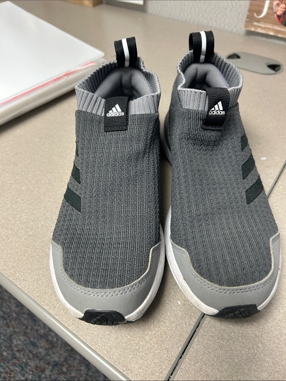 Adidas Women’s Dark Gray Slip-On Knit Sneakers